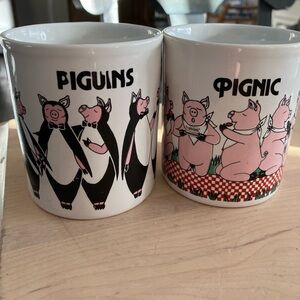 Vintage Set of 1980 Kiln Craft Staffordshire Pottery Mugs